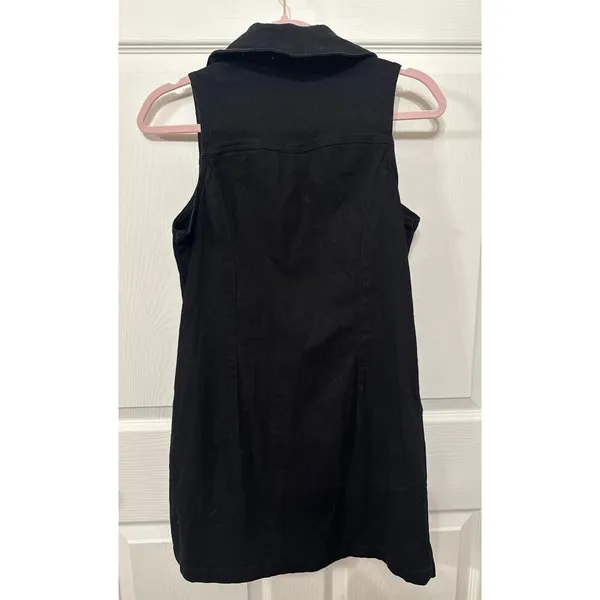 Day+Moon Black Denim Zip Front Sleeveless Dress, M - Image 6