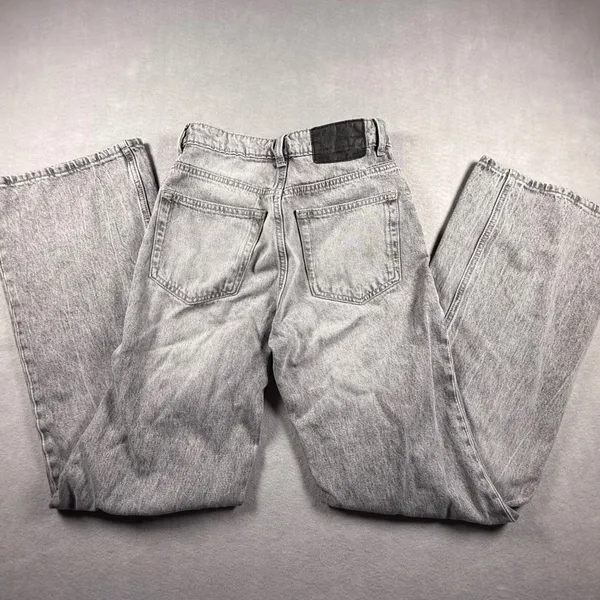 H&M Womens Gray Faded Wash High Waisted Wide Leg Jeans Size 0 Grunge Streetwear - Image 5