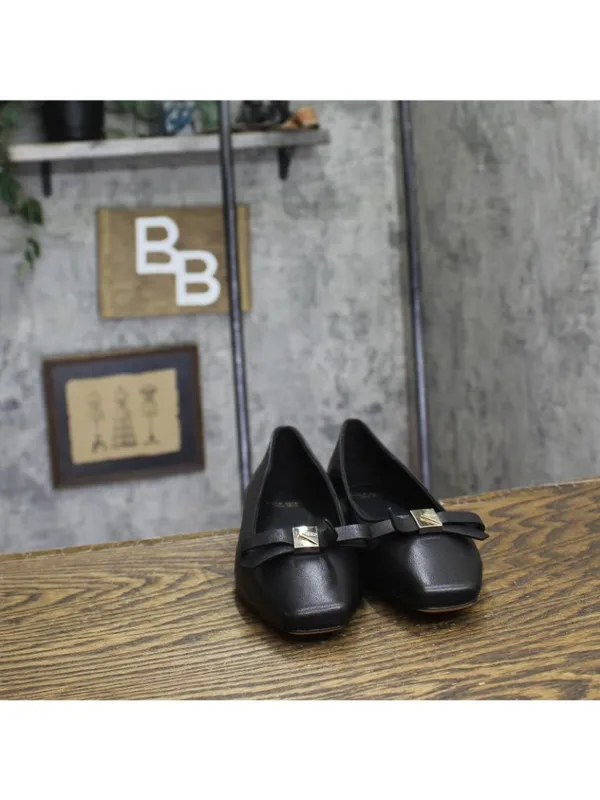 Kate Spade New York Womens Deco Bow Smooth Leather Ballet Flats KM817 Black 7B - Image 3