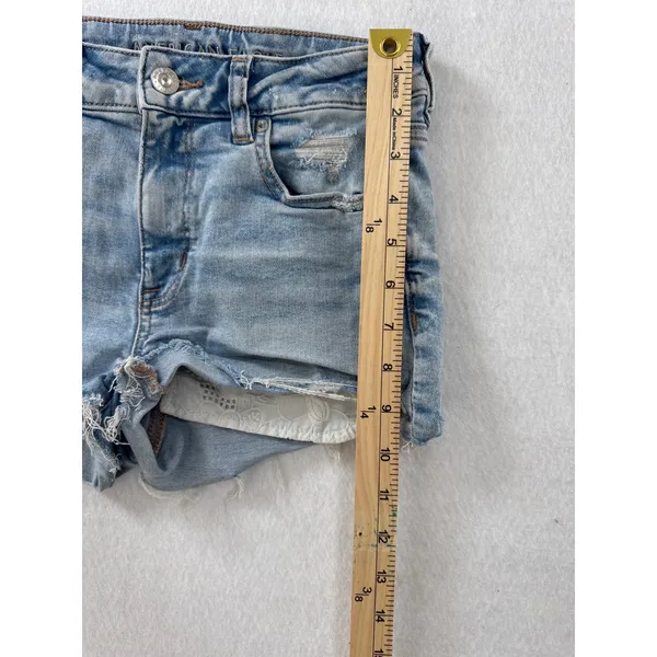 American Eagle‎ Next Level Stretch Distressed Lace Pocket Denim Shorts Womens 2 - Image 5