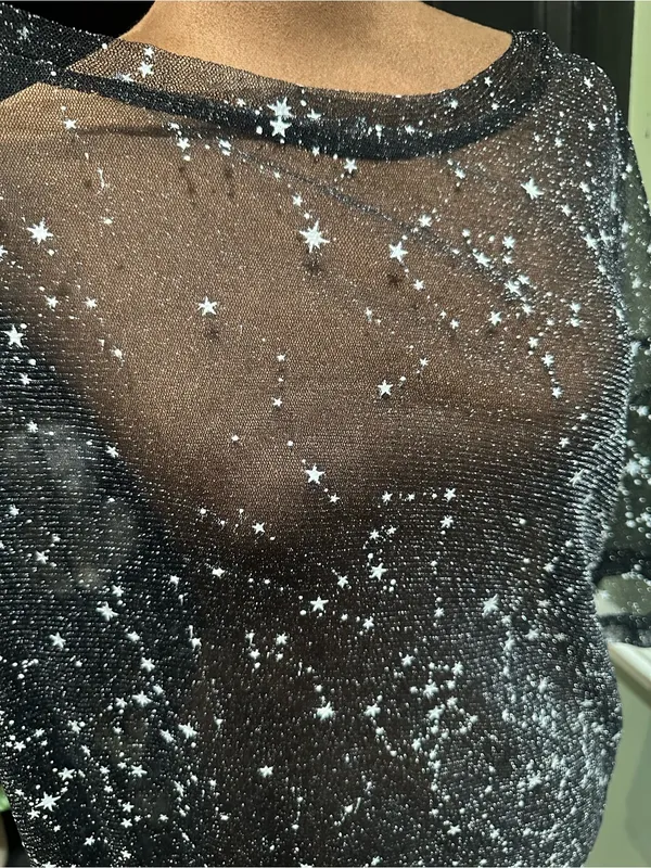Sheer Silver Star Stretchy Shirt/Dress – One Size (XS–2XL Fit) - Image 9