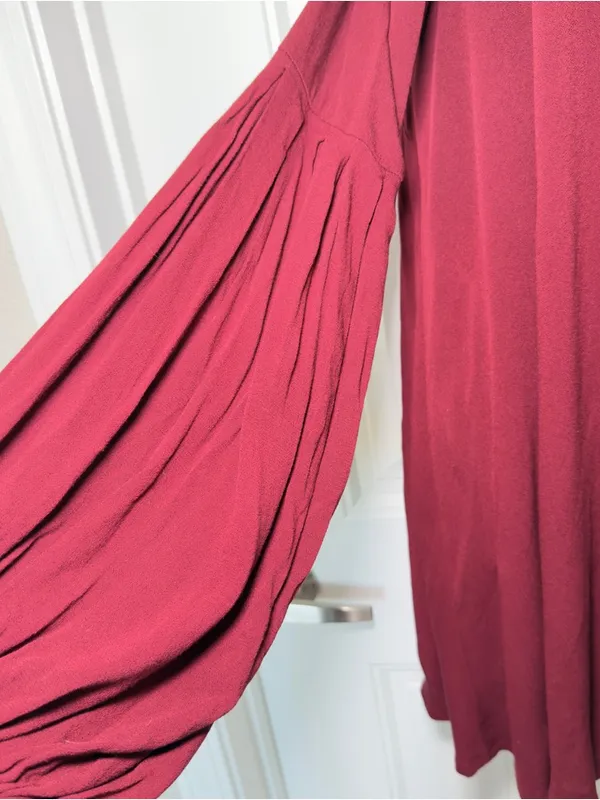 Free People Small‎ Burgundy Drift Away Tunic Dress Cold Shoulder Whimsigoth - Image 8