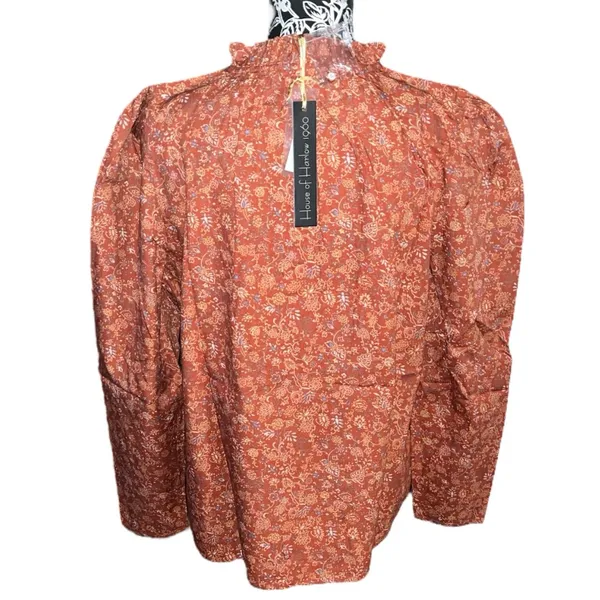 House of Harlow 1960 Puff Shoulder Long Sleeve Printed Top Size M - Image 6