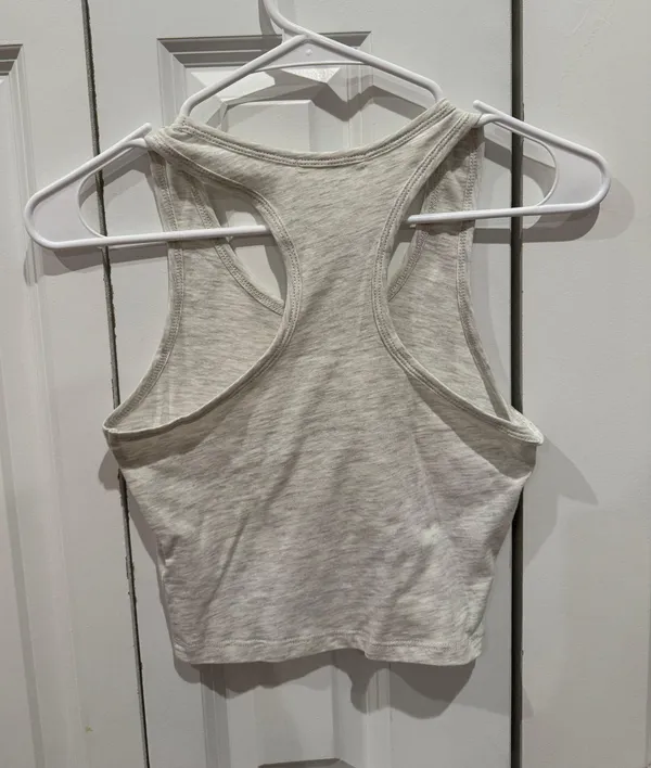 Active Basic Grey Cream Active Wear Tank - Image 2
