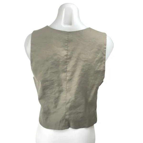 Aritzia Babaton Women's Gray Sleeveless Button Up V-Neck Crop Vest Top Size 12 - Image 2