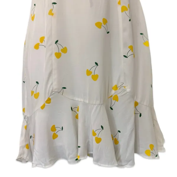 For Love & Lemons White Yellow Cherry Ashland Lace Up Mini Dress size XS NEW Tag - Image 8