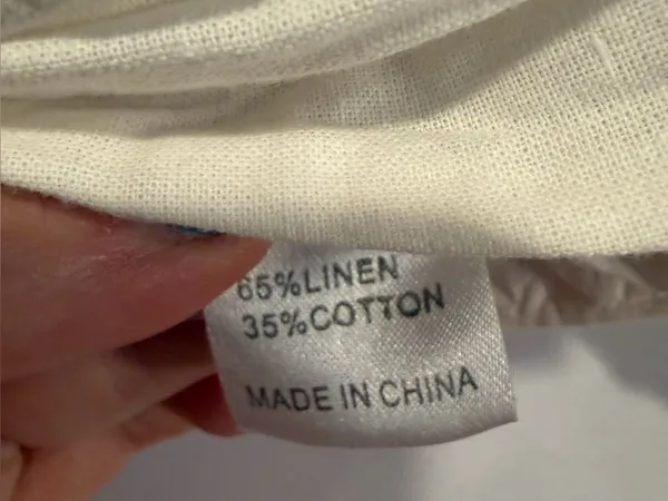 White linen cotton‎ blend Hello Molly wrap style puff sleeve crop top - Image 3