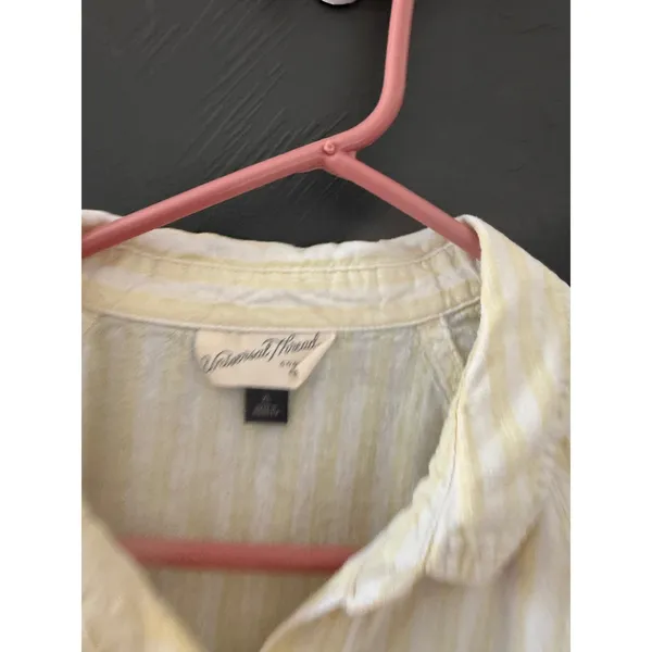 Universal Thread Womens XL Linen Blend Striped Button‎ Down Shirt Yellow White - Image 3