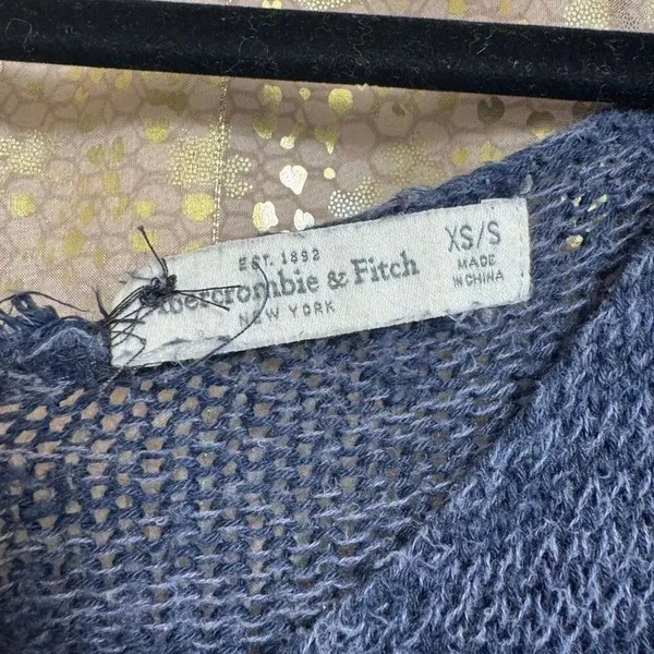 Vintage Abercrombie & Fitch Navy Blue Knit Distressed Boho Grunge Sweater XS/S - Image 3