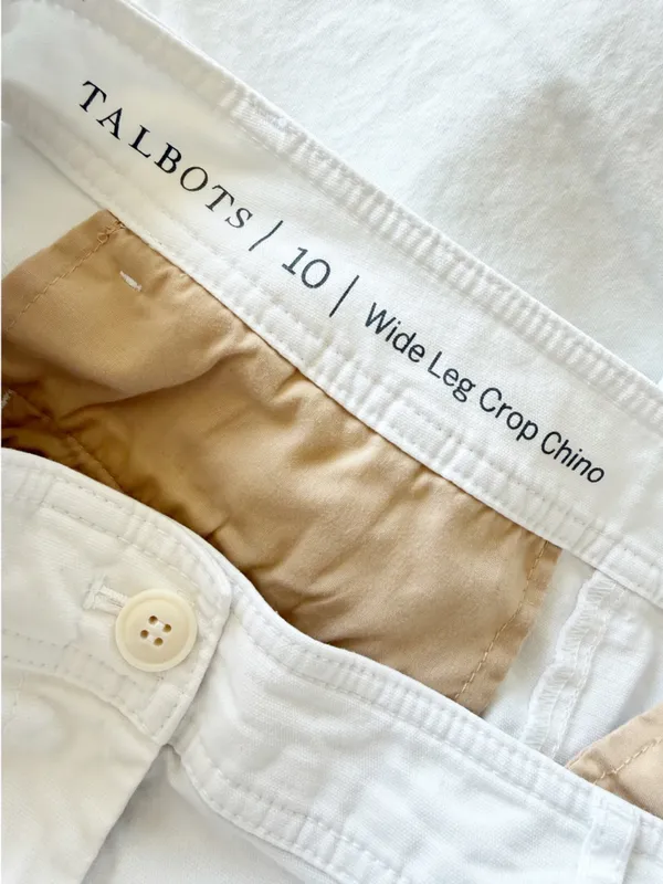 Talbots Wide Leg Crop Chino Pants in White Size 10 - Image 6