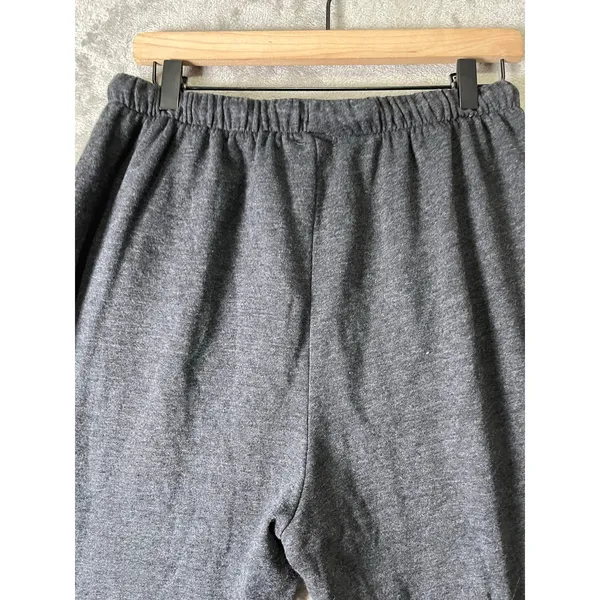 Natural Life Gray Fleece Jogger Pants White Chevron Stripe Drawstring Boho M - Image 3