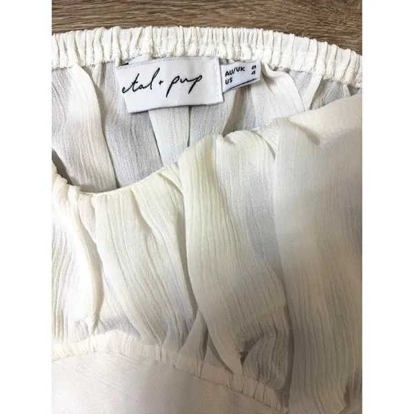 Petal & Pup Dimitri White Off Shoulder Crop Top Size 8 Puff Sleeve - Image 3