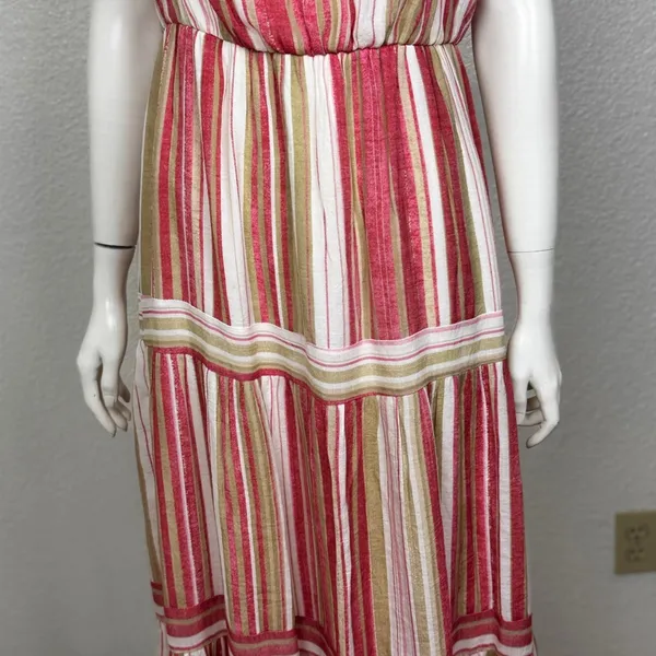 Unbranded Cotton Blend Striped Maxi Dress in Red/White and Green J-8 - Image 8