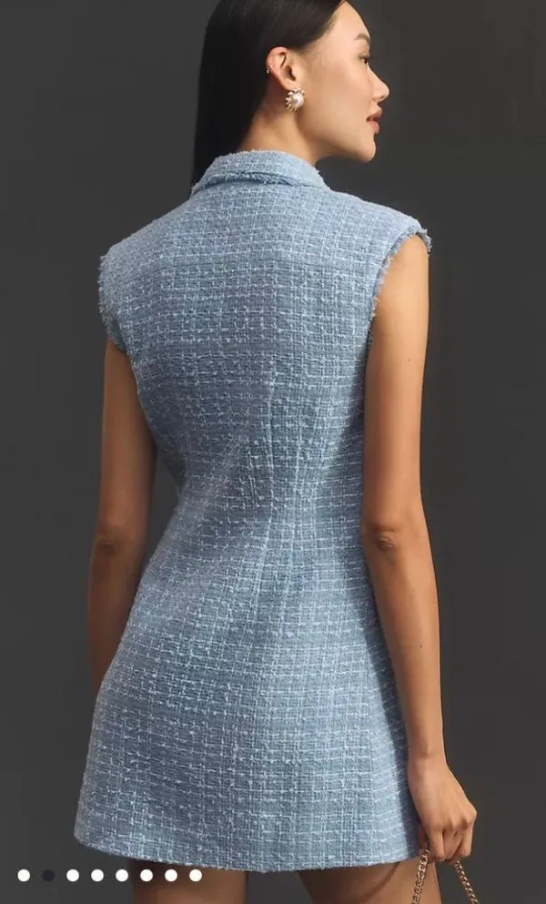 Anthropologie Blue Tweed Blazer Dress - Image 2