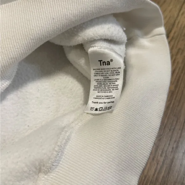 TNA Aritzia White Cropped Crewneck Sweatshirt: Size- Medium - Image 7