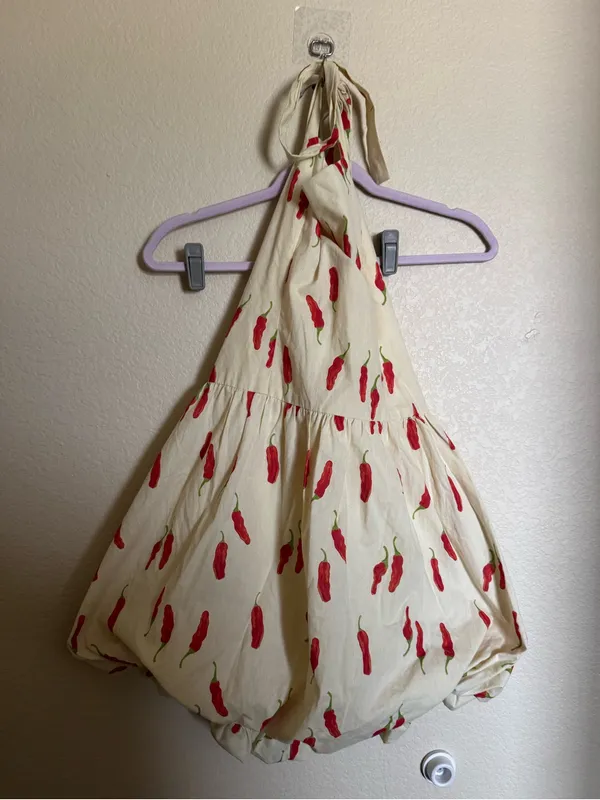 Bailey Rose Chili Pepper Halter Mini Bubble Dress Sz M NEW‎ cream red - Image 2