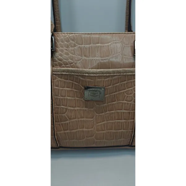 Vintage Liz Claiborne Tan Faux leather Croc shulder bag - Image 3