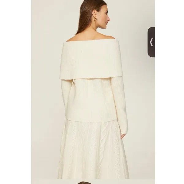 POLO RALPH LAUREN Off-White Wool Cashmere Blend Off Shoulder Sweater size Small - Image 12