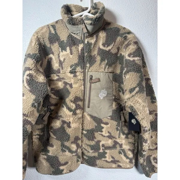 Darc Sport Wolves Lone Pine Woodland Camo Full Zip Fleece Jacket Unisex Sz M New - Image 2
