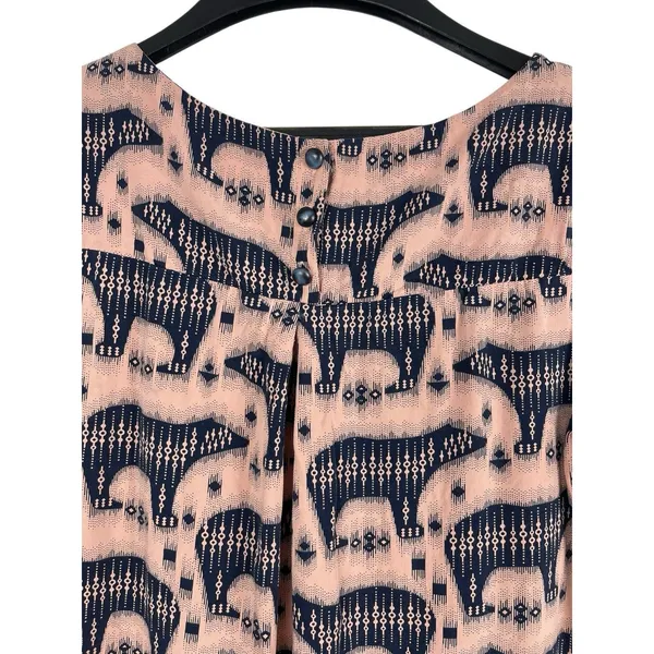 Anthropologie Mauve Short Sleeve Pull Over Pink Zola Bear Print Shift Dress 4 - Image 3