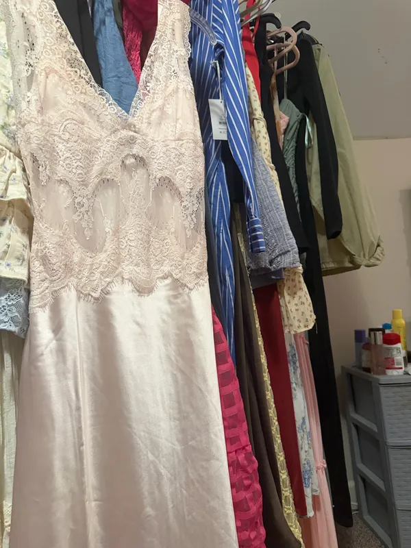 Lace Top Maxi Dress in Blush Color - Image 3