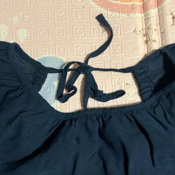 Madewell Matte Twill‎ Tie-Back Cutout Crop Top Puff Raglan Sleeve - Image 3