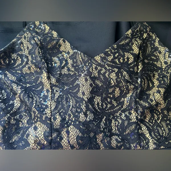 Windsor Juniors Navy Lace & Sequin Bodice Flared Cocktail Party Prom Dress SZ 9 - Image 13
