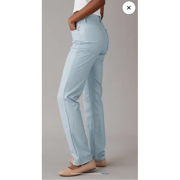NWT AE Vegan Leather Straight Leg Pants Super High Waisted Light Blue Size 8 Reg - Image 5