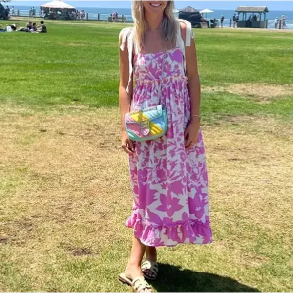 Peter Som Pink Midi Dress SIZE 2 Ruffle Cottage Cotton Vacation Sundress $400 - Image 11