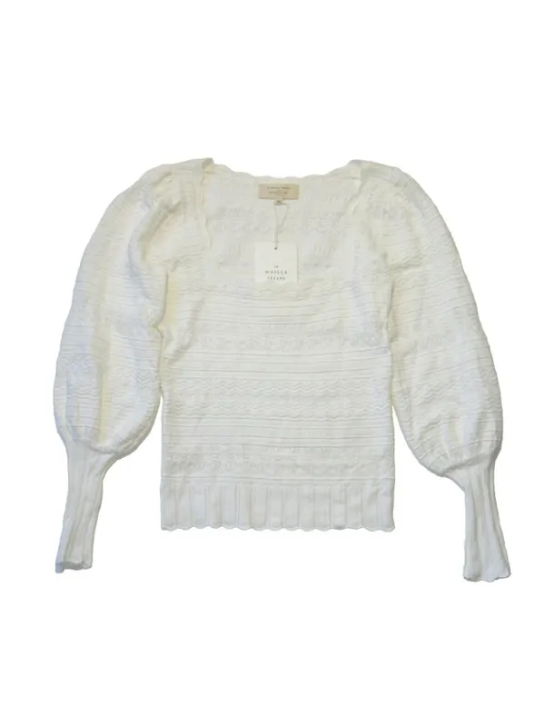 Sézane NWT La Maille Ronnie in Ecru Textured Pointelle Knit Sweater Top XS - Image 4