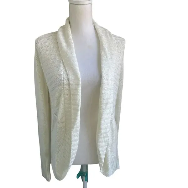Lilly Pulitzer Cream Front Clasp Open Front Cardigan Sweater M - Image 2