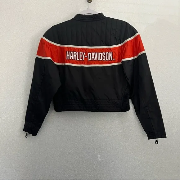 Harley Davidson 2000s Cropped Moto Jacket in Black Small - Image 2