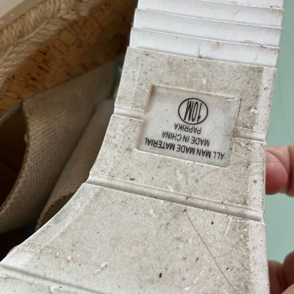neutral beige espadrille cork platform wedge size 10 - Image 6