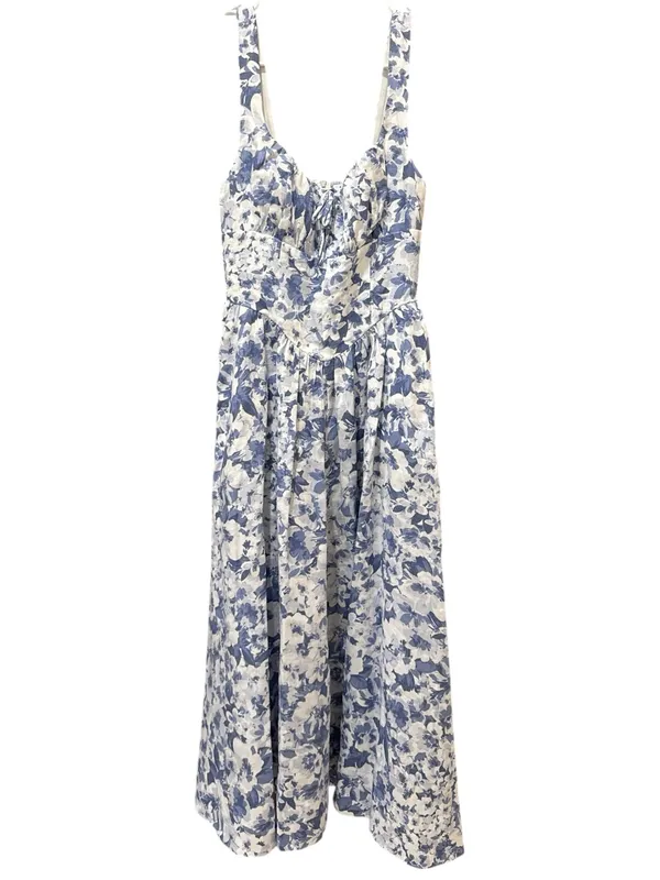 Reformation Baila 100% Linen Floral Coastal European Summer Dress Size: 2 - Image 4