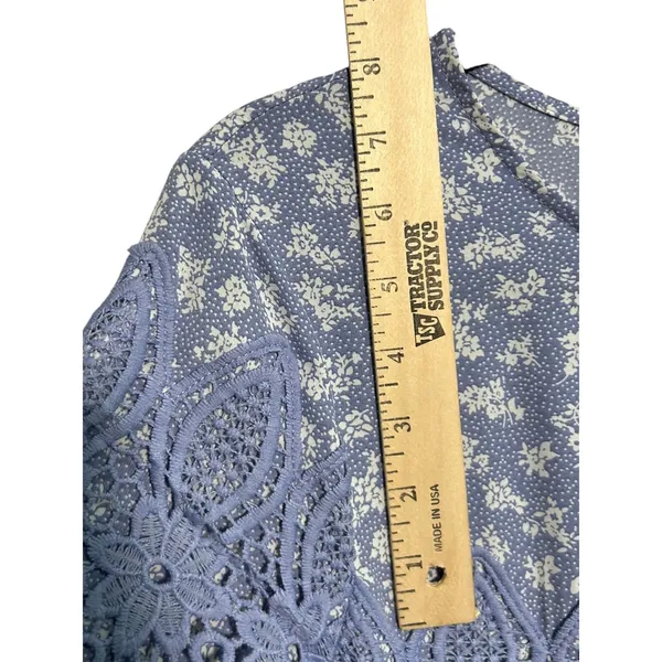 Saving Paige Floral Lace Pleated Midi Dress Women's Size S Blue Modest Dainty‎ - Image 10