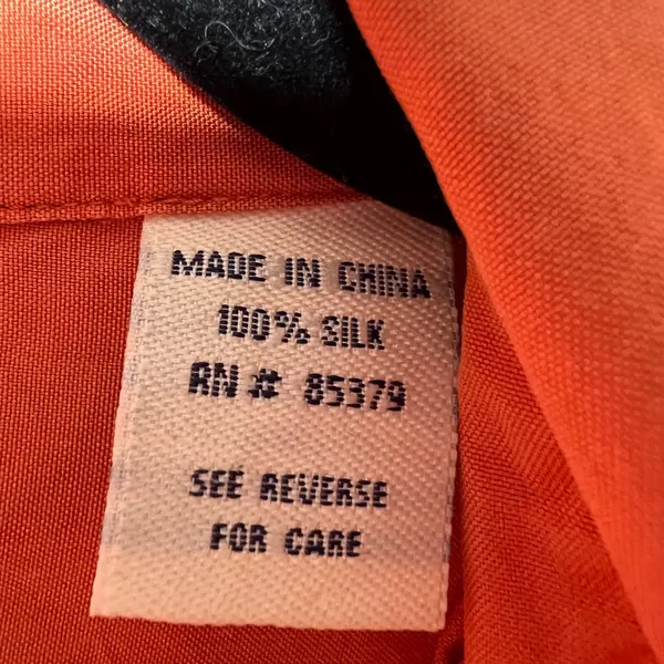 Ann Taylor Loft Orange‎ 100% Silk Button Down Long Sleeve Blouse Large - Image 3