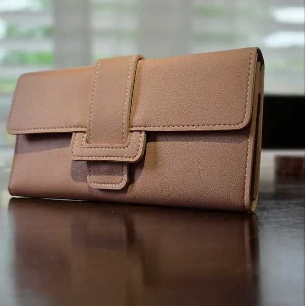 Minimalist Trifold Long Wallet - Dusty Rose Women’s Slim Clean Girl - Image 2