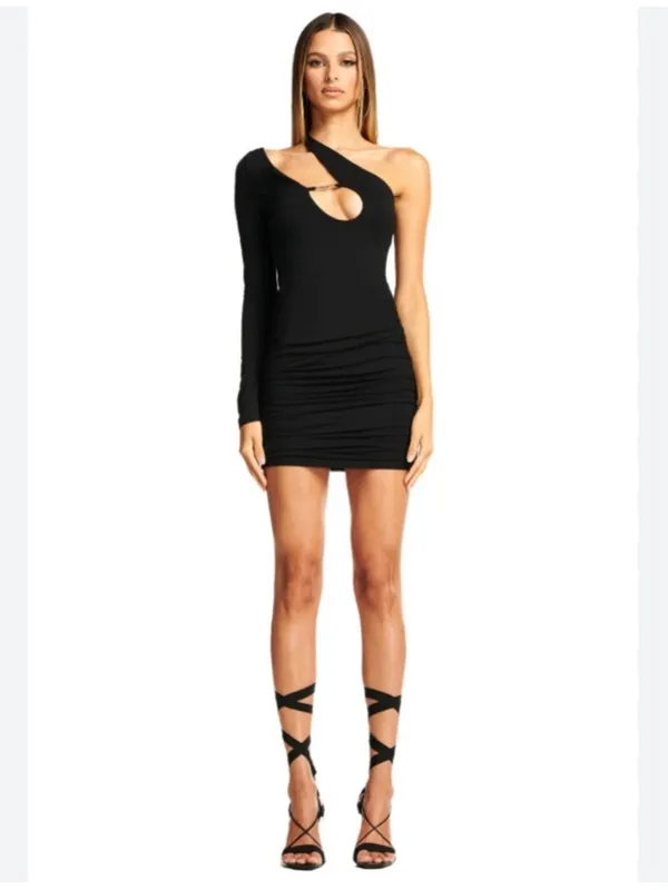 I.AM.GIA Silene One Shoulder Cut Out Ring Detail Bodycon Mini Dress in Black S - Image 3