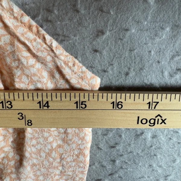 1522 | Abercrombie Linen Blend Floral Smocked‎ Crop Top Peach Womens M - Image 3