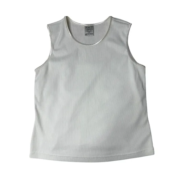 Allison Daley Ivory Ribbed Tunic Top M Petite Minimalist Coastal Grandma - Image 4