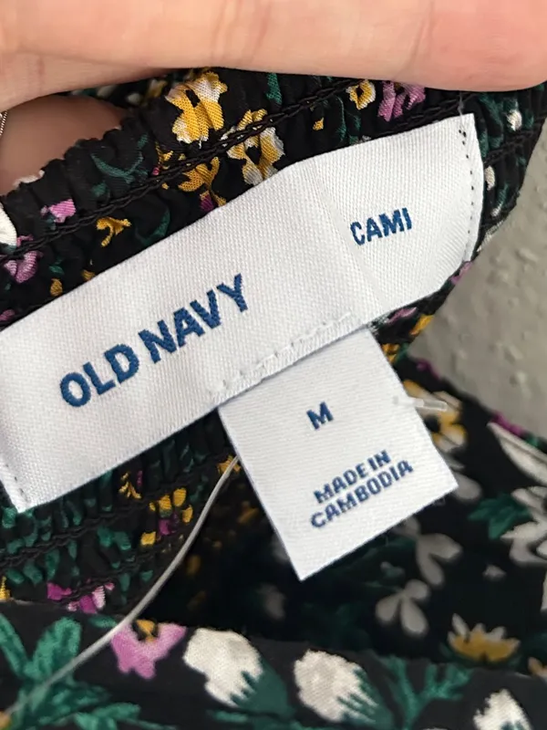 Old Navy Dark Green Floral Ruffle-Neck Fit N Flare Mini Dress Casual Summer Med - Image 3
