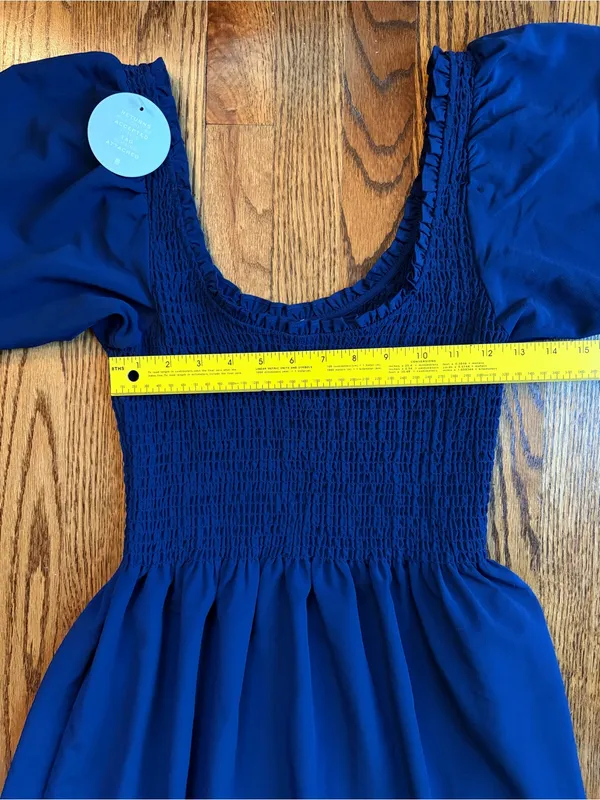 Hill House Home The Louisa Nap Dress S Navy Cottagecore Smocked Puff Sleeve NWT - Image 10