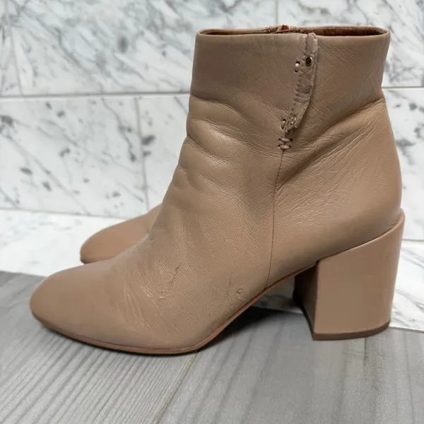 Franco Sarto Tenton Taupe Neutral Bootie Block Square Toe Boot 9 - Image 4