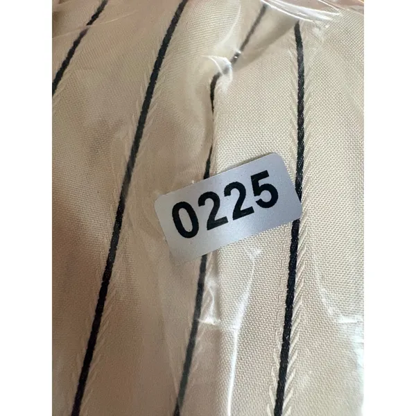 Lauren Ralph Lauren Women 4 Silk Pinstripe Button Down Shirt Fluted Cuff Cream - Image 7