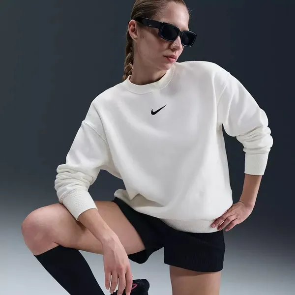 Nike Phoenix Fleece Over-Oversized Crewneck Sweatshirt Sail White Medium - Image 2