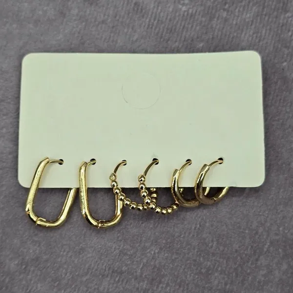 Gold Small Hoops Ring Dangle Earrings Fashion‎ Jewelry - Image 4