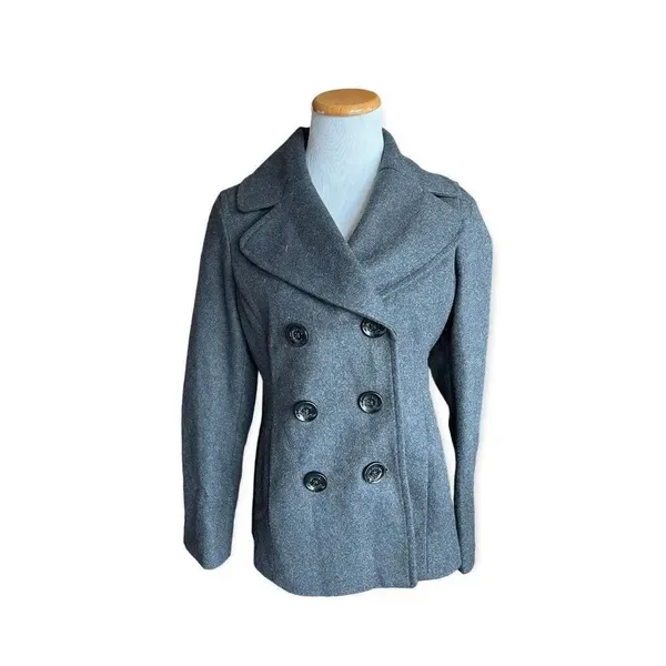 Womens Michael Kors Charcoal Chic Wool Peacoat Wintet Pea Coat Jacket - Sz M - Image 2