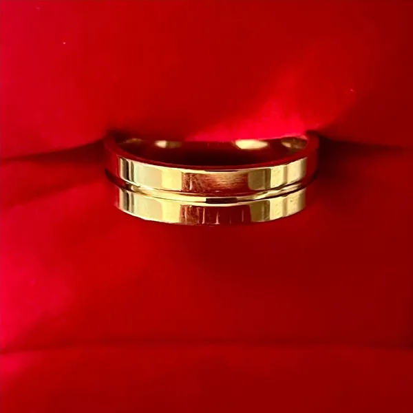 Beveled Yellow Gold Polished Finish 6mm Band Size 9 - Image 2