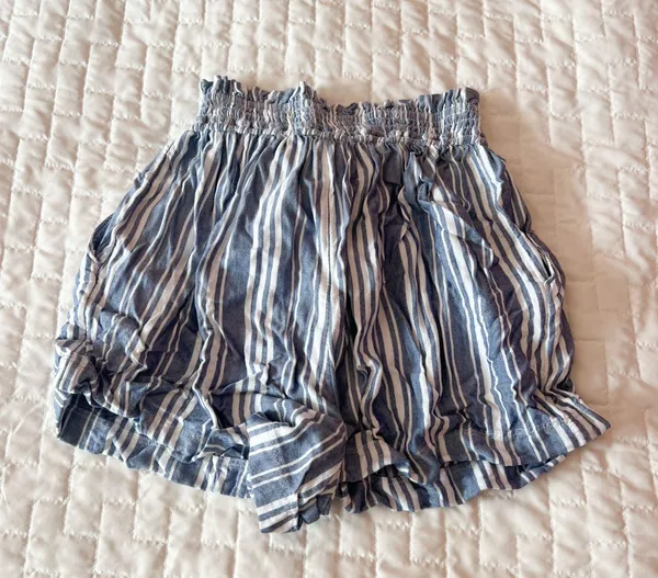 Hollister Blue Striped Paper Bag Shorts Size XS - Image 2