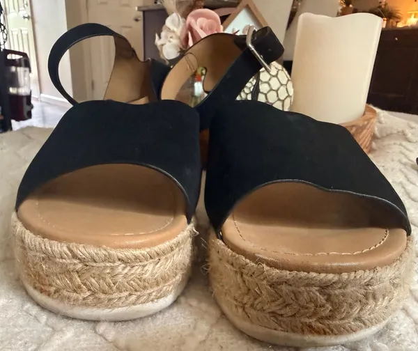 Soda Espadrille Flatform Sandals Black Nubuck - Image 3